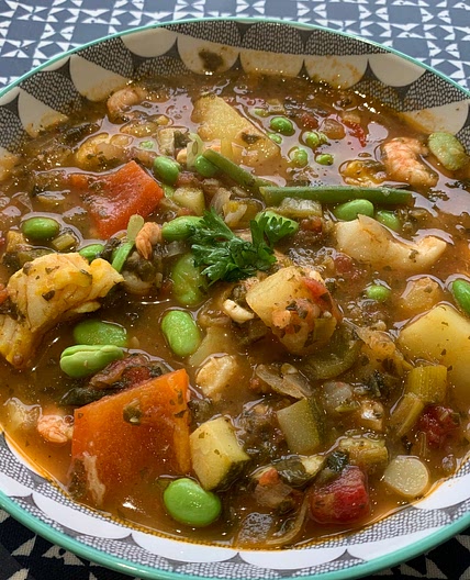 Mediterranean Style Fish and Bean Stew