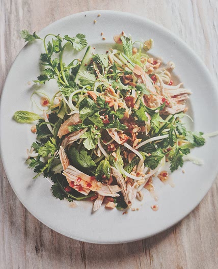 Vietnamese poached chicken salad with mint and coriander
