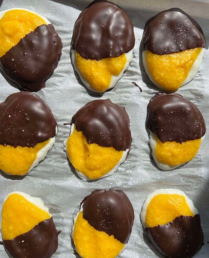 Mango Chocolate Frozen Yogurt Bites