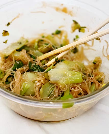 Spicy Rice Noodles with Bok Choy