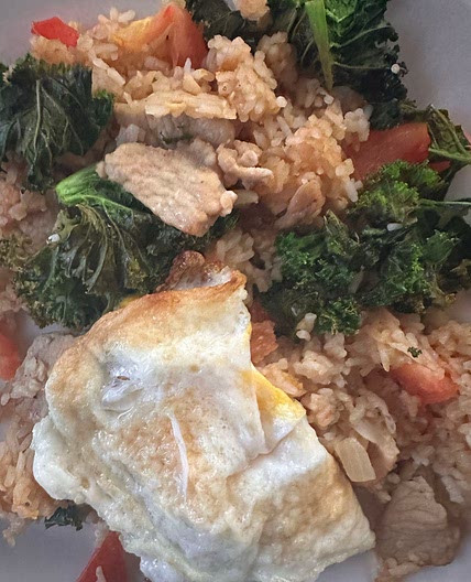 Thai pork fried Rice with fried eggs 