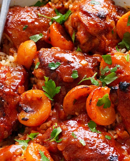 Easy One-pan Apricot Chicken and Rice