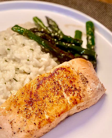 Salmon with Risotto and Asparagus