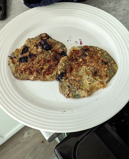 Blueberry banana oat pancakes