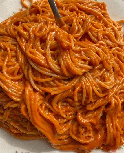 Vegan Creamy Tomato Pasta with Vegan Parm