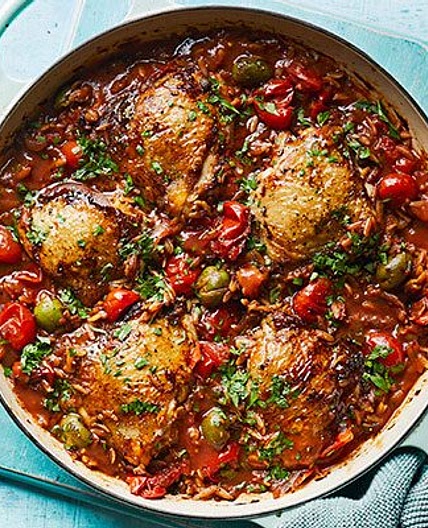 Chicken cacciatore one-pot with orzo