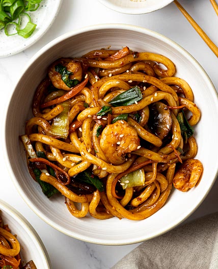 Shrimp Udon Stir Fry