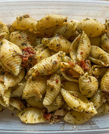 Pesto Pasta with Sun Dried Tomatoes