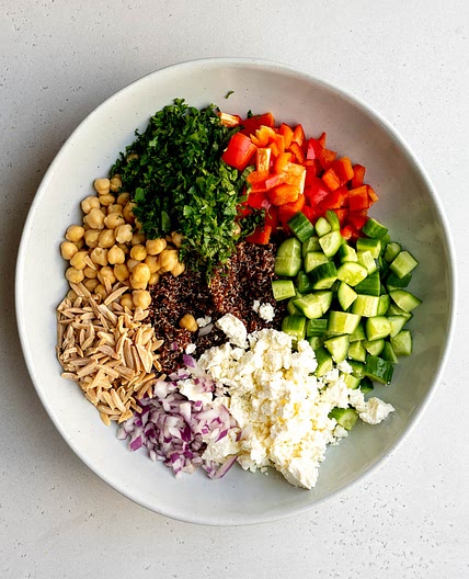 Quick & Healthy Red Quinoa Salad with Feta Cheese