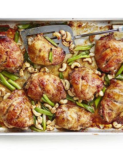 Sticky Chinese five-spice chicken traybake