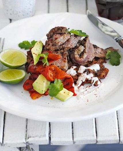 Mexican steak with homemade refried beans