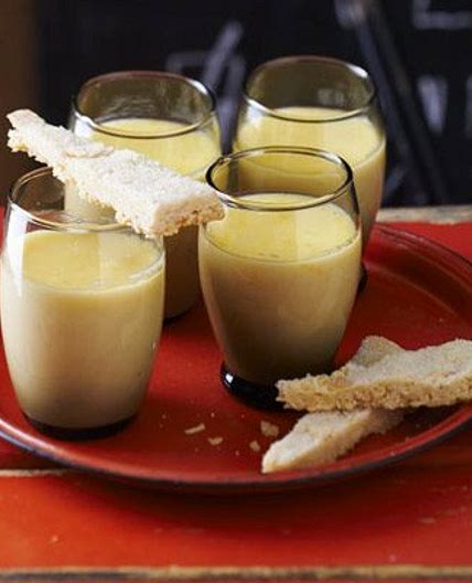Lemon posset with sugared-almond shortbread