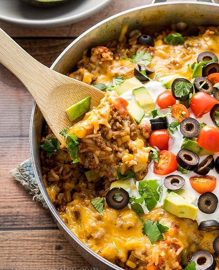 Mexican Beef and Rice Skillet
