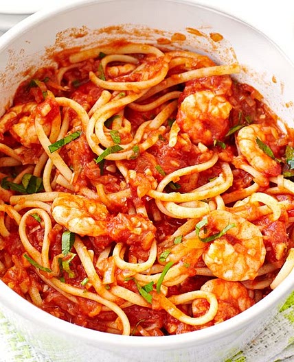 Chilli prawn linguine