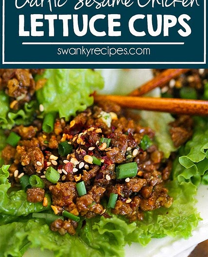 Asian Garlic Sesame Chicken Lettuce Cups