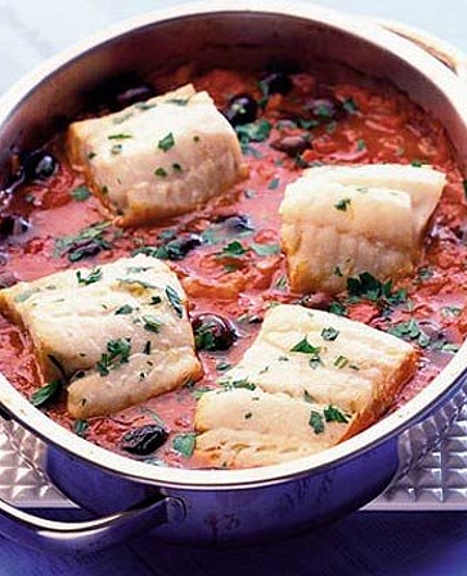 One-pot fish with black olives & tomatoes