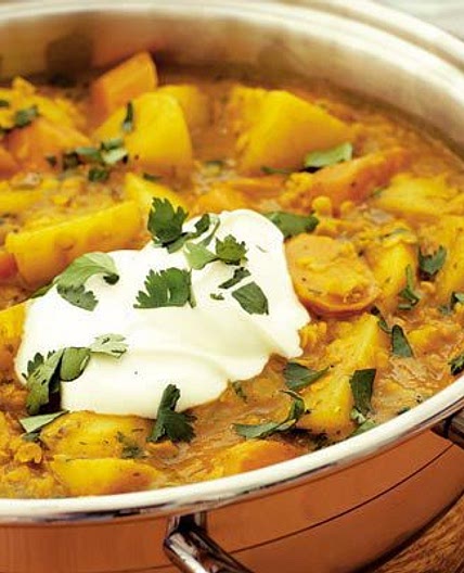 Spicy root & lentil casserole