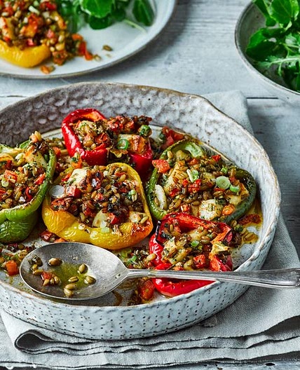 Halloumi-stuffed peppers