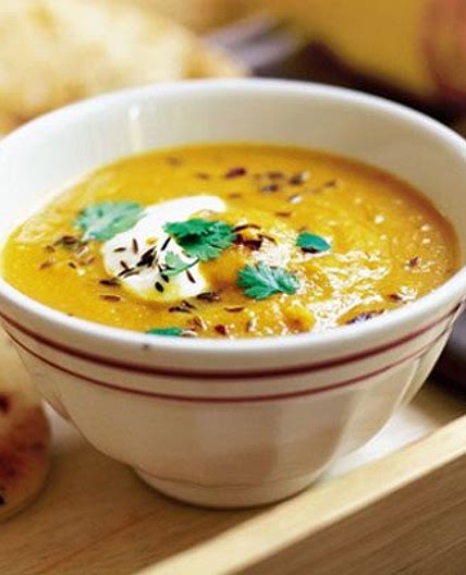 Spiced carrot & lentil soup