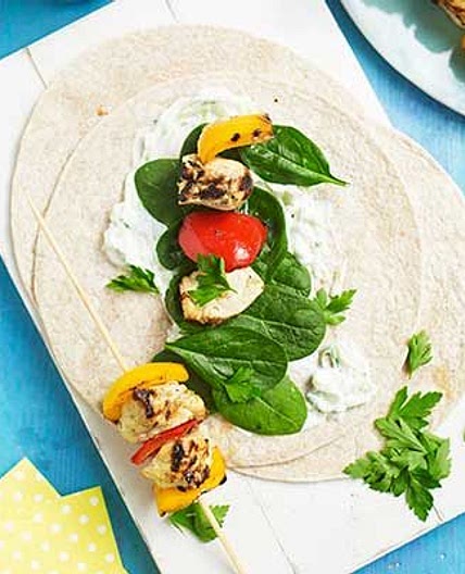 Chicken skewers with tzatziki