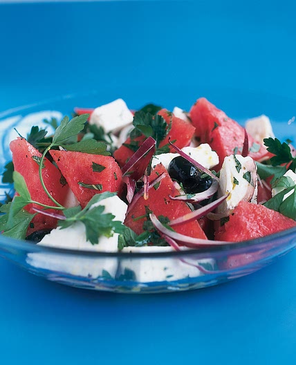 Watermelon, Feta and Black Olive Salad