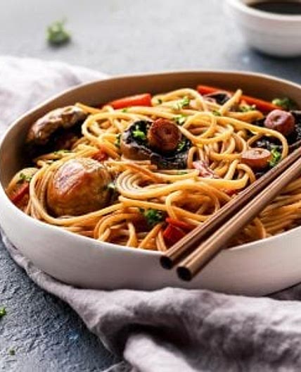 Sesame Glazed Mushroom Noodles