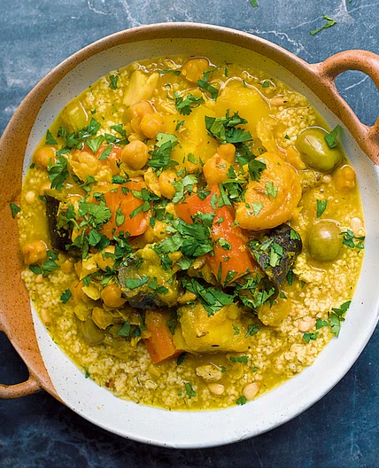 Moroccan Vegetable Pot and Couscous with Pine Nuts and Dill