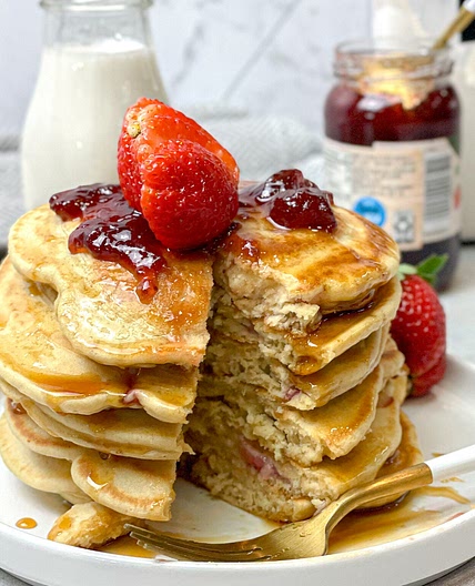 Almond Milk Strawberry Pancakes