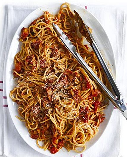 Super smoky bacon & tomato spaghetti