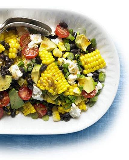 Spicy corn, black bean & feta salad