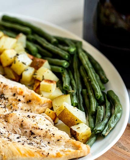 Air Fryer Chicken Dinner - Chicken with Potatoes and Green Beans