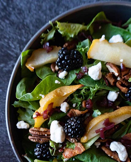 Autumn Salad -Arugula Pear Salad Recipe with a Port Vinaigrette