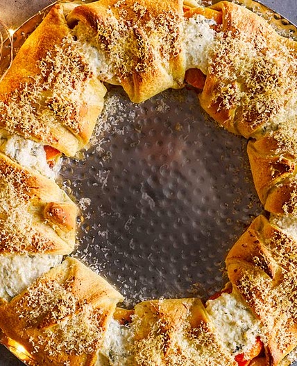 Squash and ricotta croissant wreath