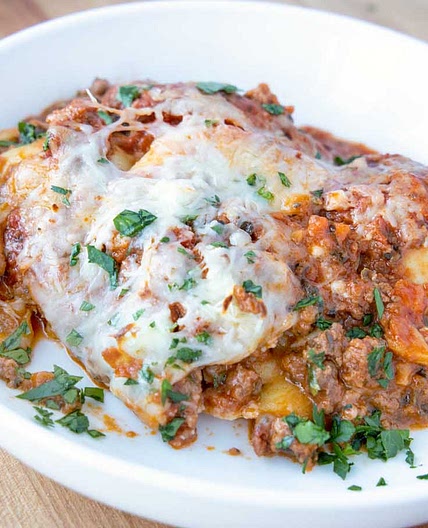 Ravioli Lasagna with Plant Based Bolognese