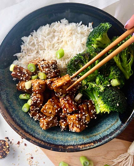 The Best Sticky Tofu with Sweet Chili Sauce