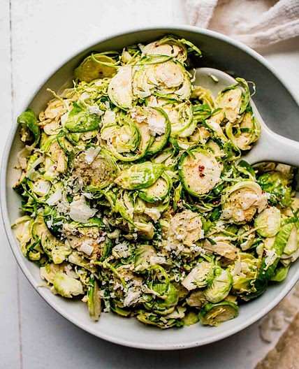 Shaved Brussel Sprout Salad with Mustard and Parmesan