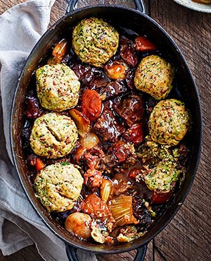 Beef & Guinness stew with bacon dumplings