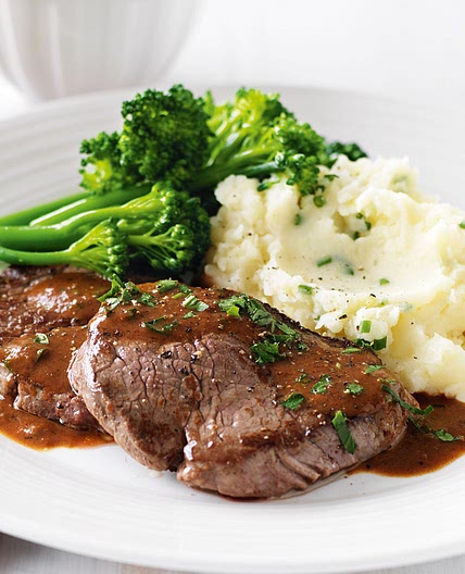 Steak diane with chive mash
