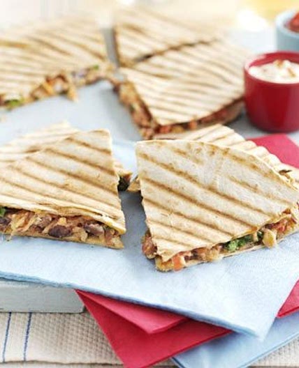 Refried bean quesadillas