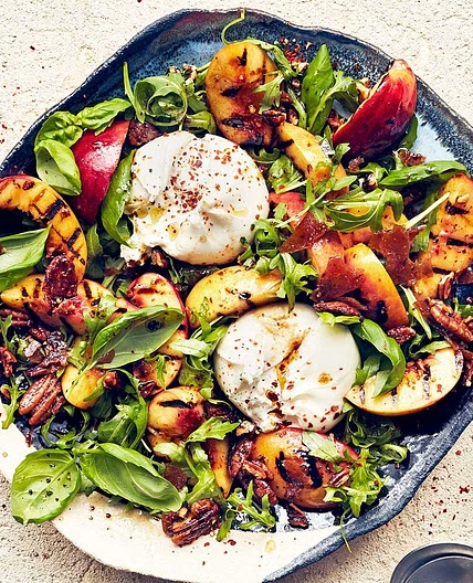 Grilled nectarine & burrata salad