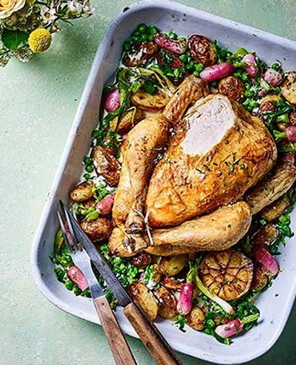 Spring one-pot roast chicken