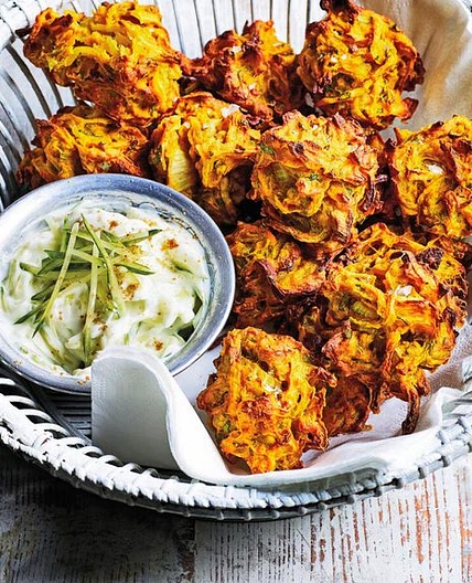 Baked onion bhajis