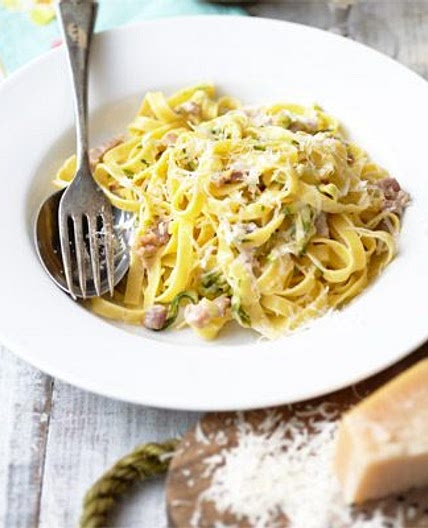 Creamy courgette & bacon pasta