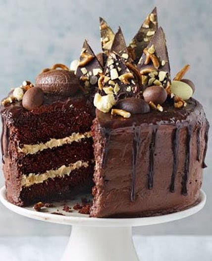 Triple chocolate & peanut butter layer cake