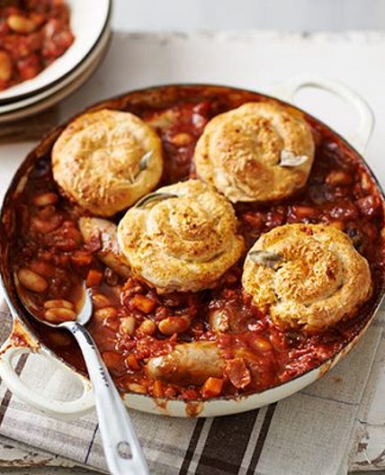 Sausage & parmesan cobbler