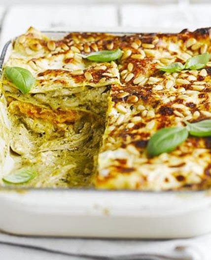 Chicken, squash & pesto lasagne