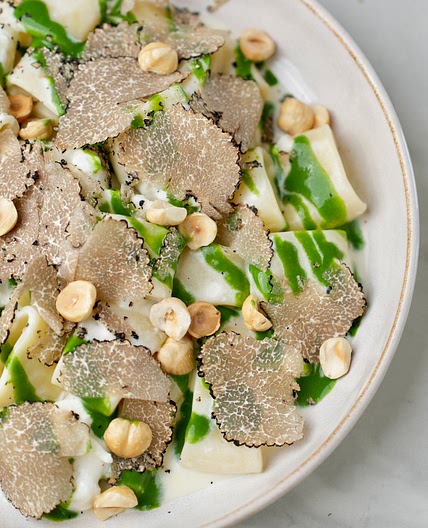 Burrata and summer truffle pasta