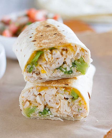 Chicken and Broccoli Grilled Burritos