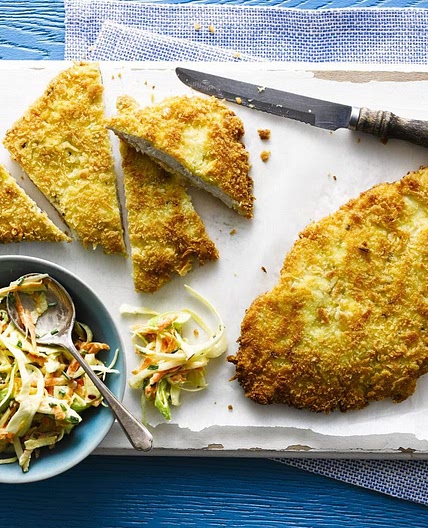 Chicken schnitzel with coleslaw