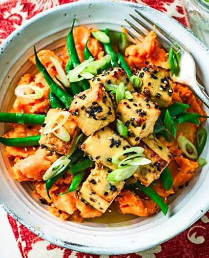 Miso roasted tofu with sweet potato
